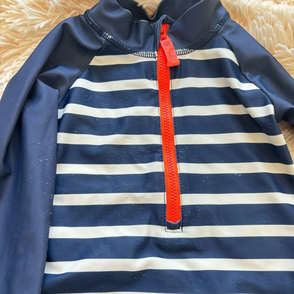 Carters Navy Blue Striped One Piece Rashguard Swimsuit 12 months